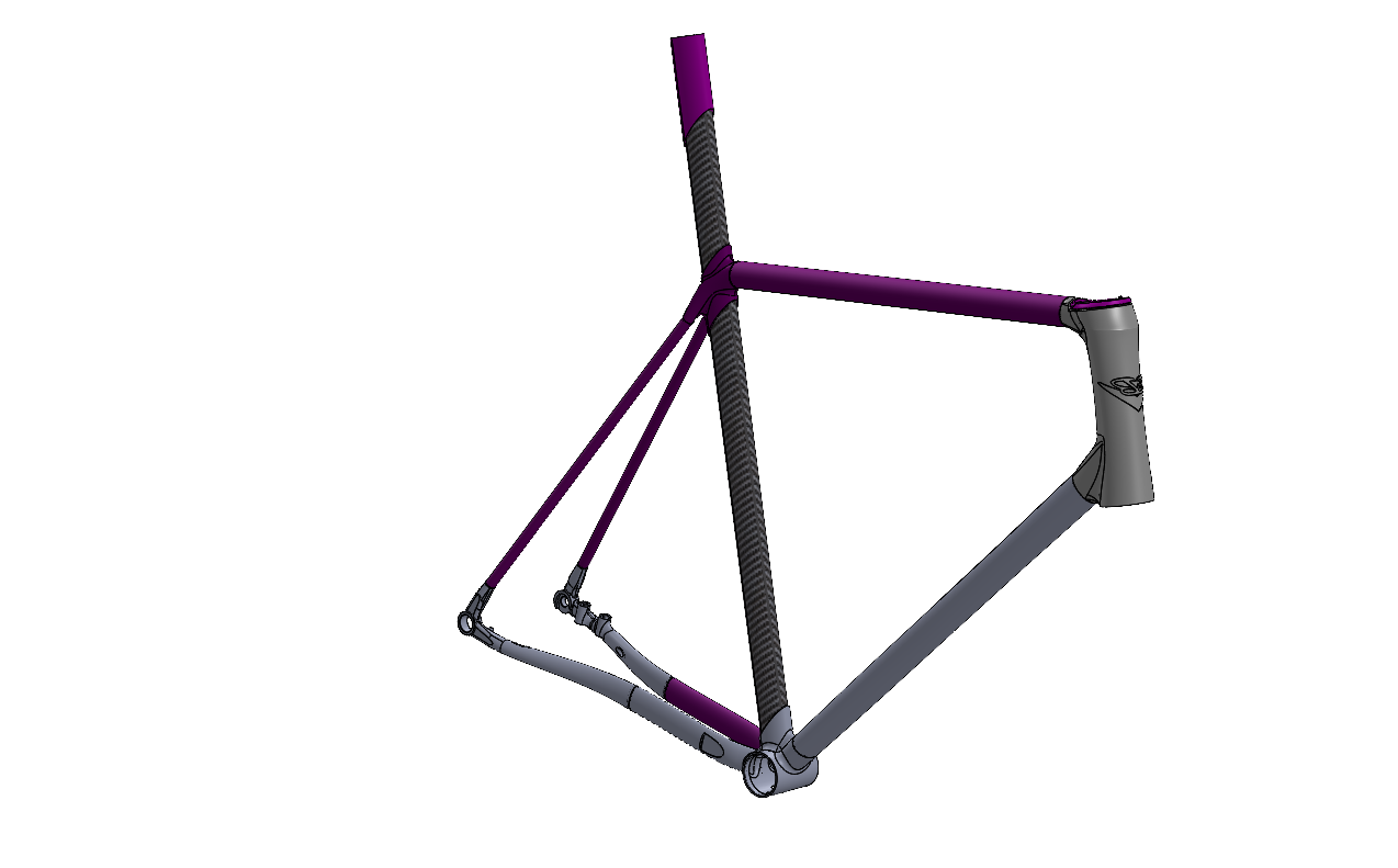 3D CAD model of a Big Block Bikes road frame