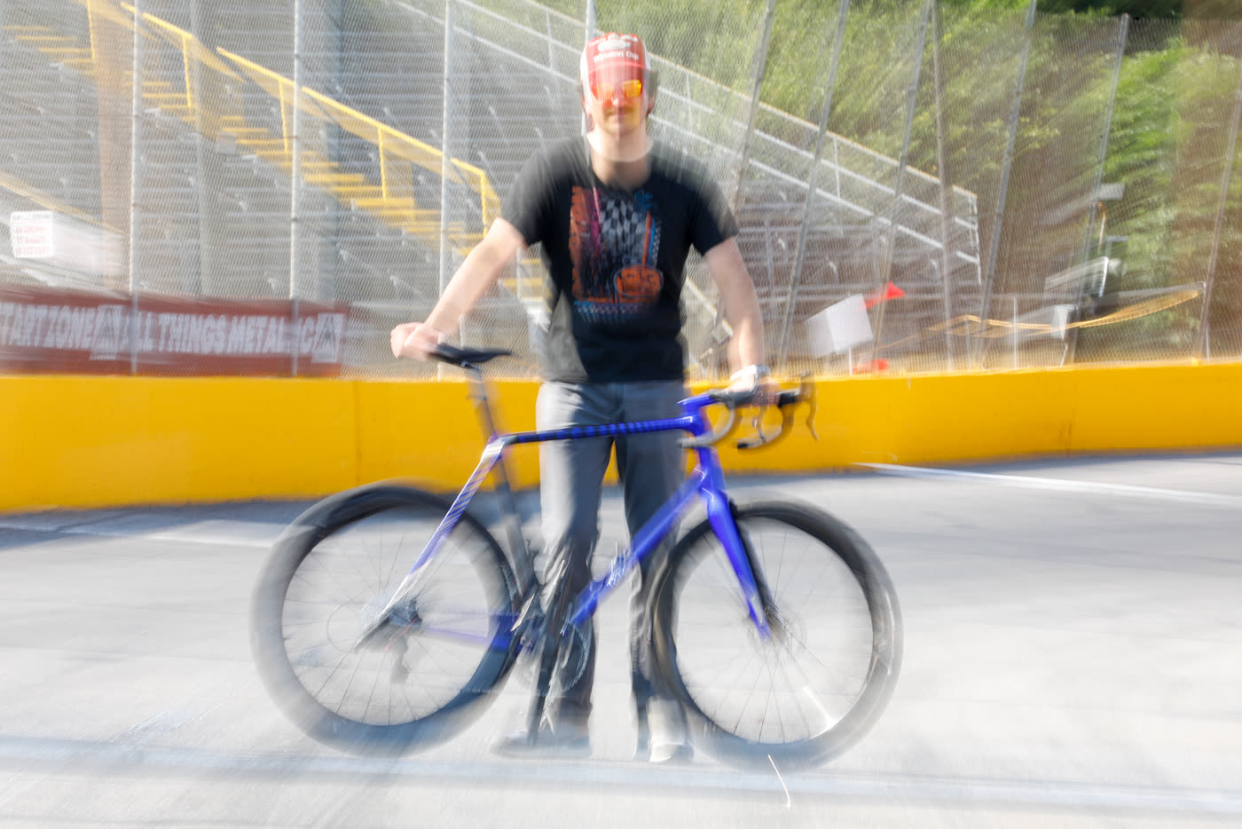 Dustin and the 427 on track, spun into a blur
