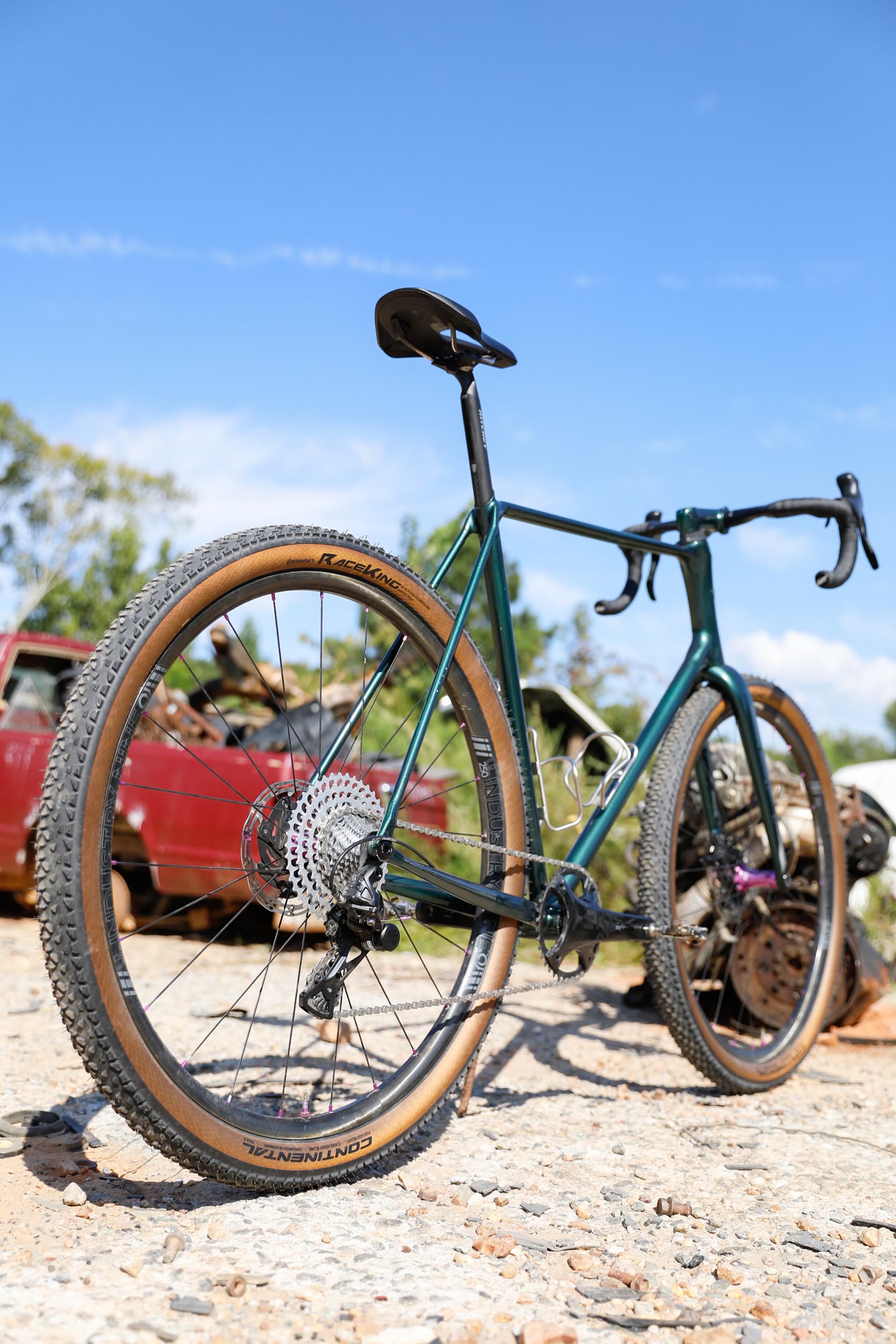 Low-angle profile of the 401 frame, sky overhead