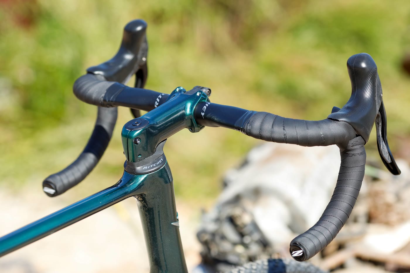 Drop handlebars and stem — detail shot
