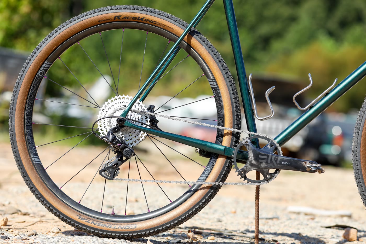 Rear wheel, cassette and tan sidewall tire