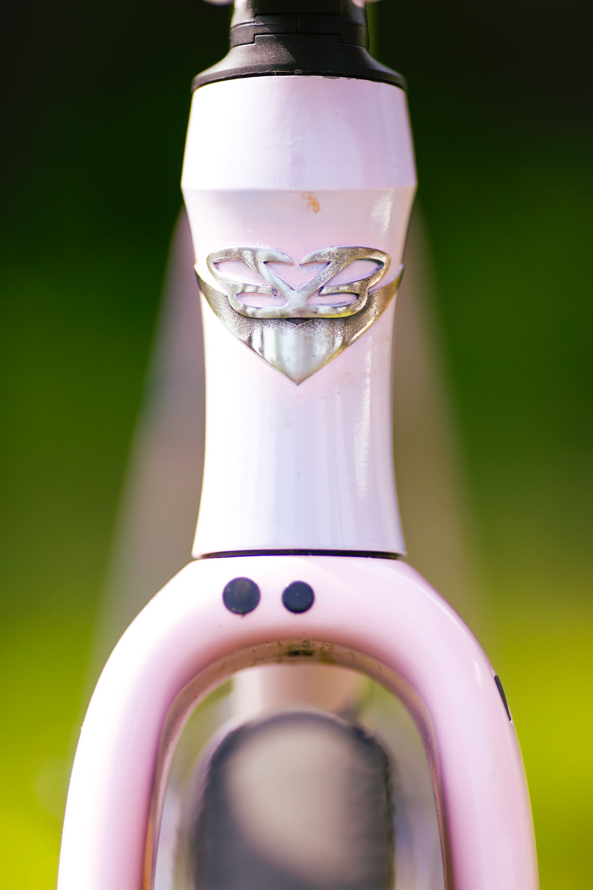 Big Block chrome head tube badge - close-up detail
