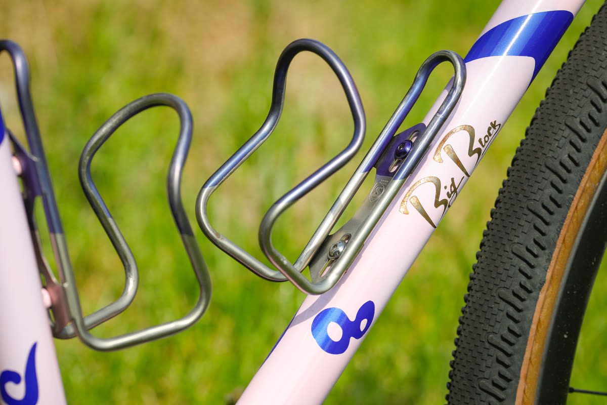 Titanium bottle cages on the 401 down tube - Big Block script visible