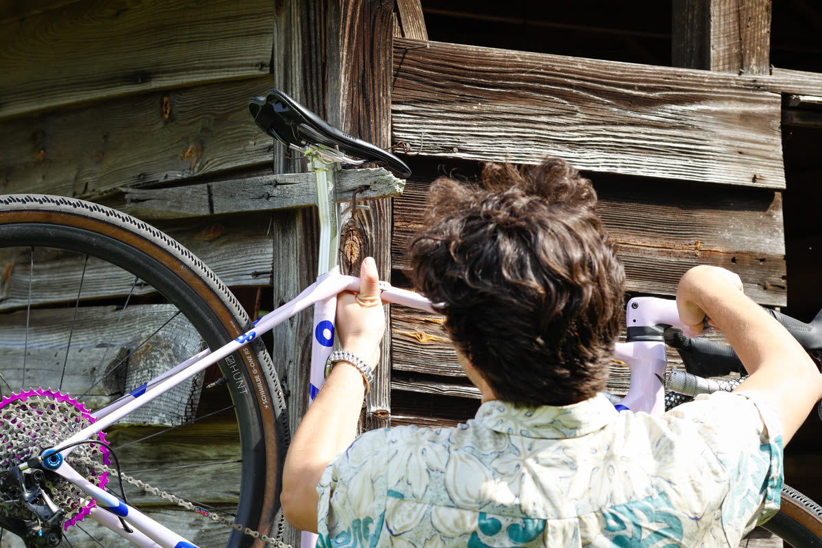 Dustin positioning the 401 against the barn wall